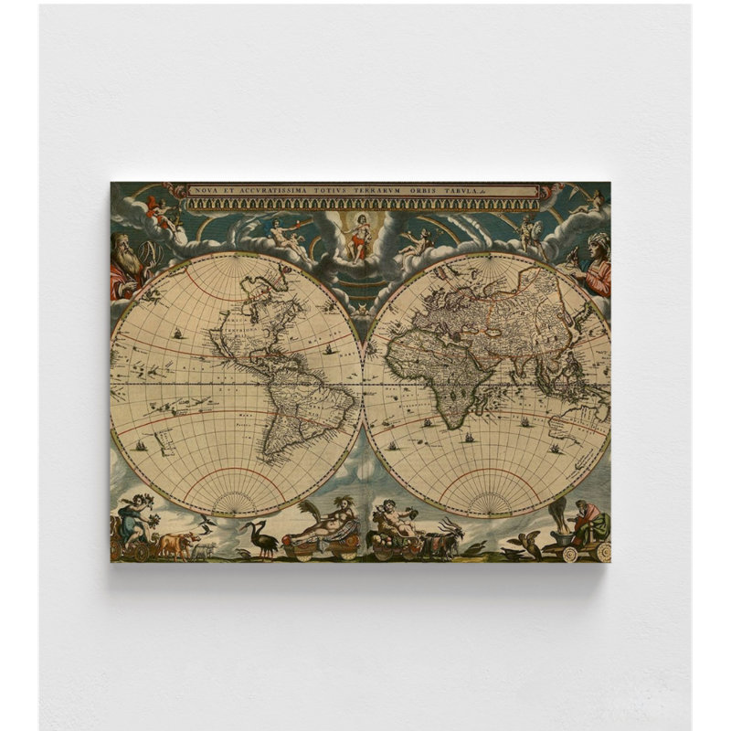 Carte du monde, affiche de carte du monde antique, décor de bureau à domicile coloré, impression de décor de couloir rétro terre, bibliothèque murale