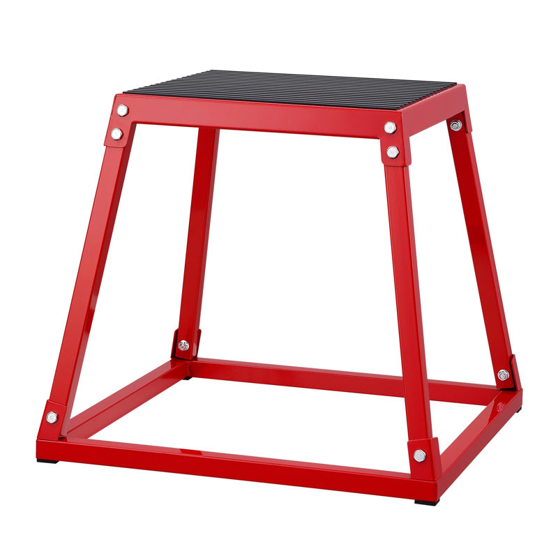 Boîte de saut pliable en acier 18 pouces - Plateforme de marche rouge robuste avec surface antidérapante pour le conditionnement physique à domicile et l'entraînement en force