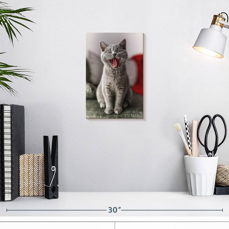 Yawning Cat, 12" H x 8" W
