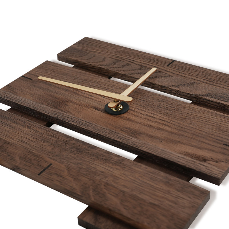 Walnut Square Rustic Oak Solid Wood Wall Clock