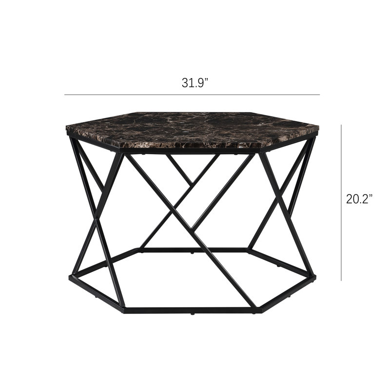 Southerland Frame Coffee Table, Black, Granite