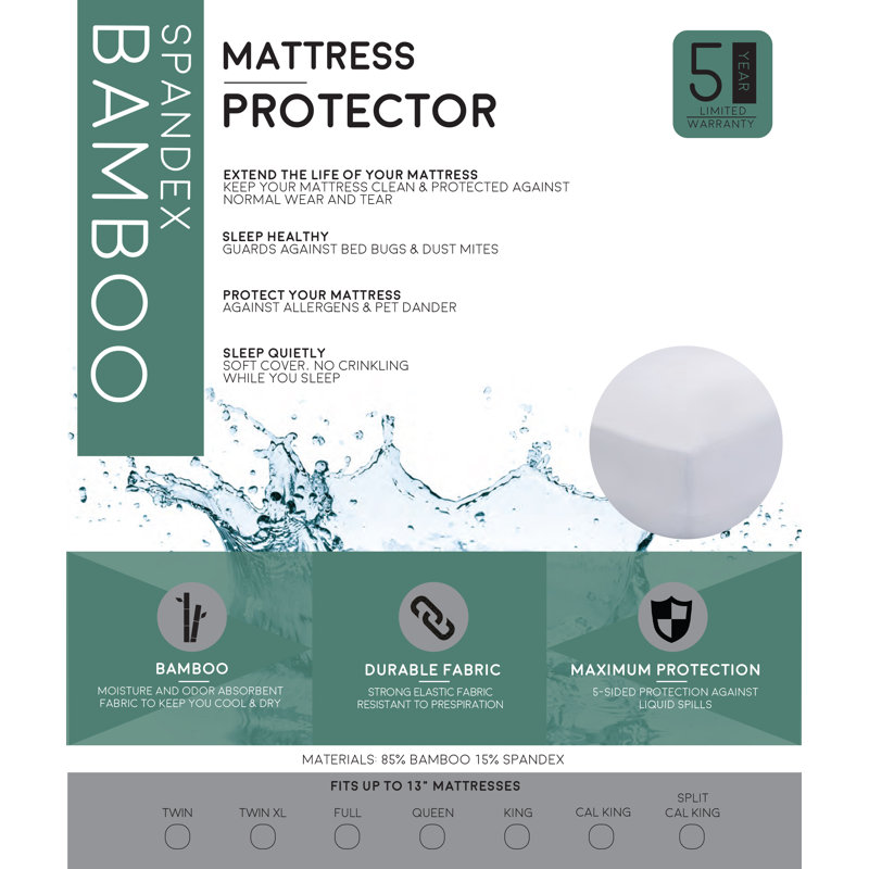 Protège-matelas en bambou Blandful Nights, hypoallergénique et imperméable, Complète