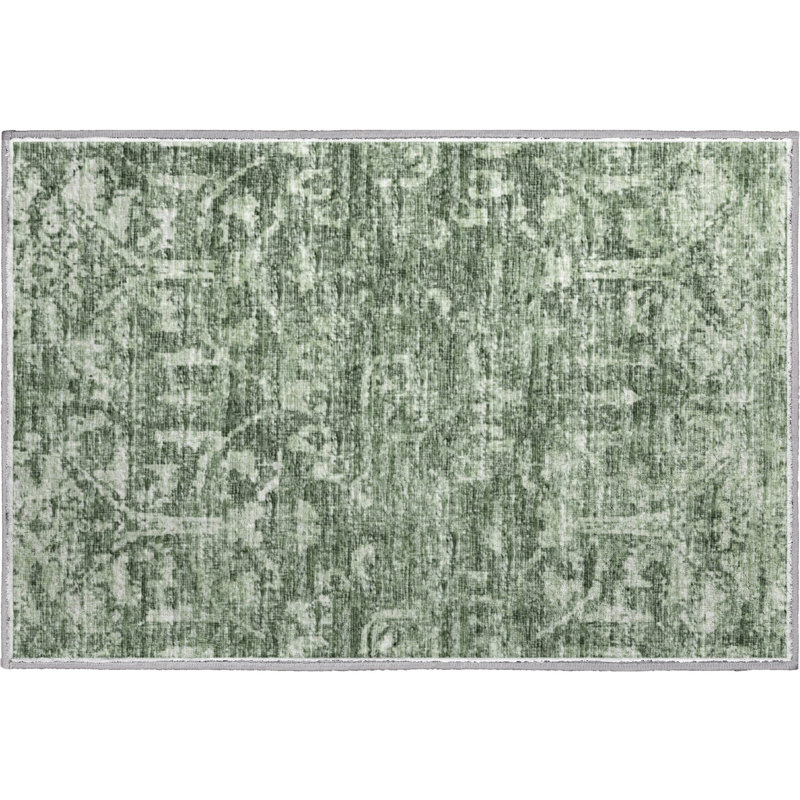 Premium Machine Washable Mayfield AMF40 Oriental Rug, 1'8" x 2'6", Green