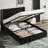  Storage Bed Full with Upholstered Wingback Headboard, Modern Full Size Hydraulic Bed Frame with Strong Wood Slats Support for Home Office, No Box Spring Needed, Easy Assembly, Black