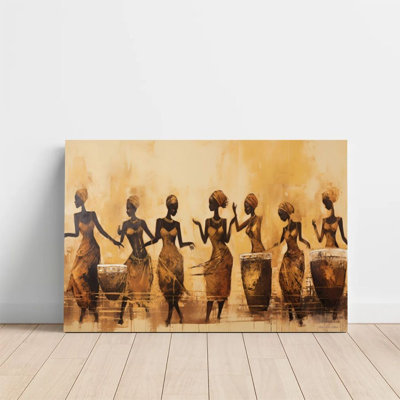 1Pc Framed Canvas Poster Print African women, drum and dance, abstract expressionism Wall Art Wall Pediments, Wall Decor, Perfect for Room Decor Livin