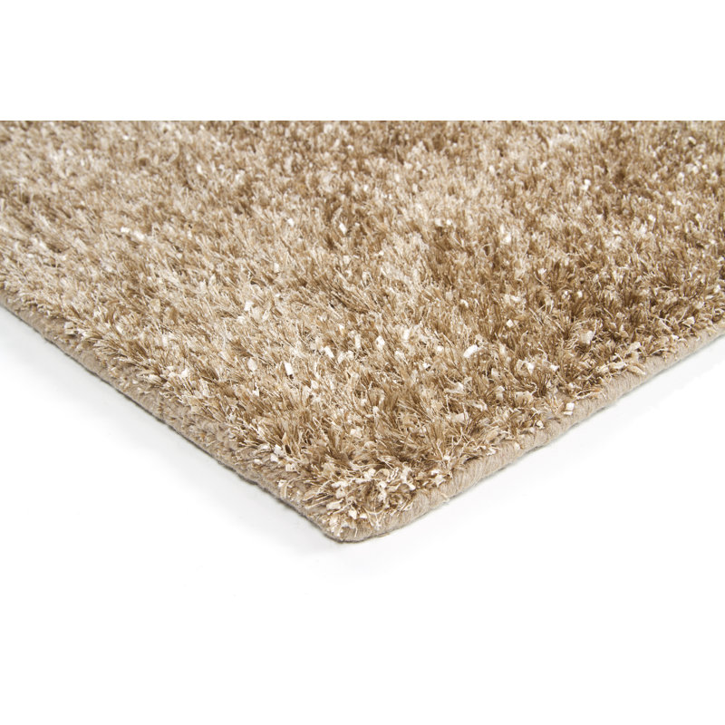 Lark Manor Authentic Hand-Woven Handmade High Pile Modern Glam Mixed Texture Wool & Polyester Beige, Brown & Ivory Area Rug