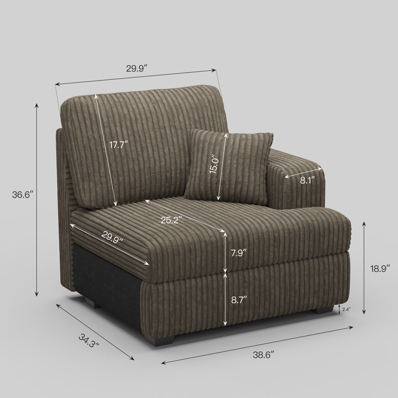 Bianca Right Seat Of The Plush Corduroy Modular Sofa, Brown Corduroy