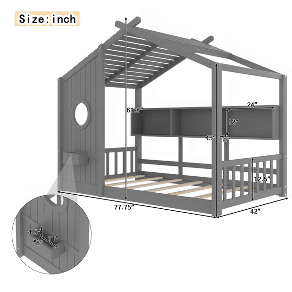 Ebern Designs Floor House Bed For Toddler,Kids Montessori Bed With ...
