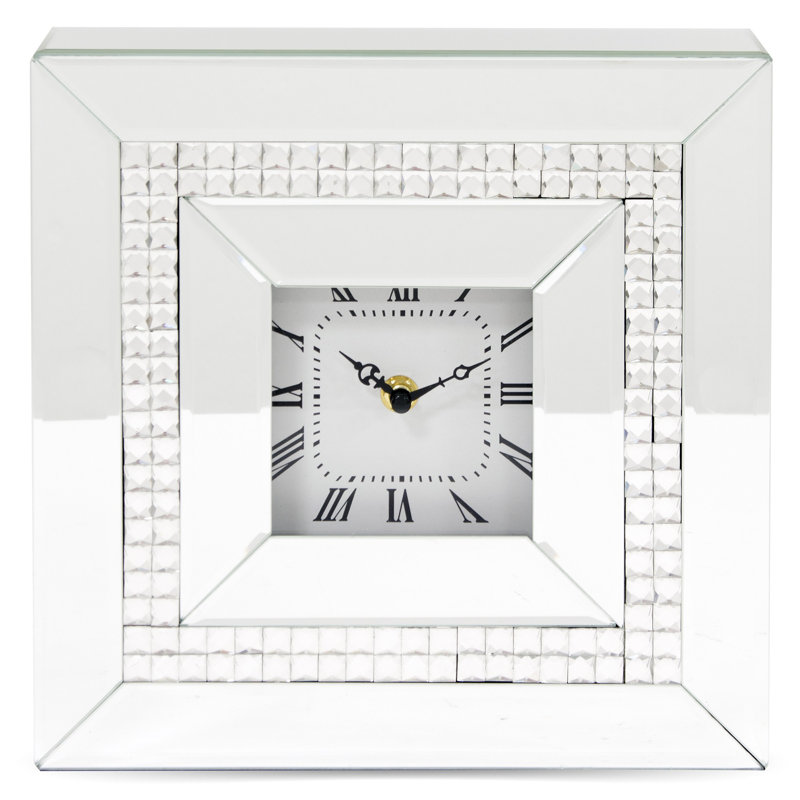 Manufactured Wood Quartz movement / Crystal Tabletop Clock in Silver