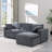 Upholstered 96 " Chenille L-Shaped Sectional with Ottoman-1409081835