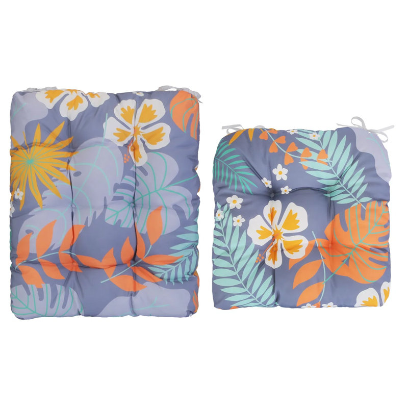 Waterproof Oxford Chair Cushion - Thick Polyester, Non-Slip Straps, Sun-Resistant, Purple Floral 1