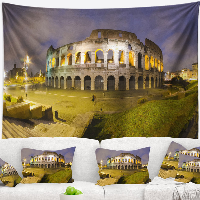 Colisée de nuit tapisserie Landscape, H 78 po x l 92 po