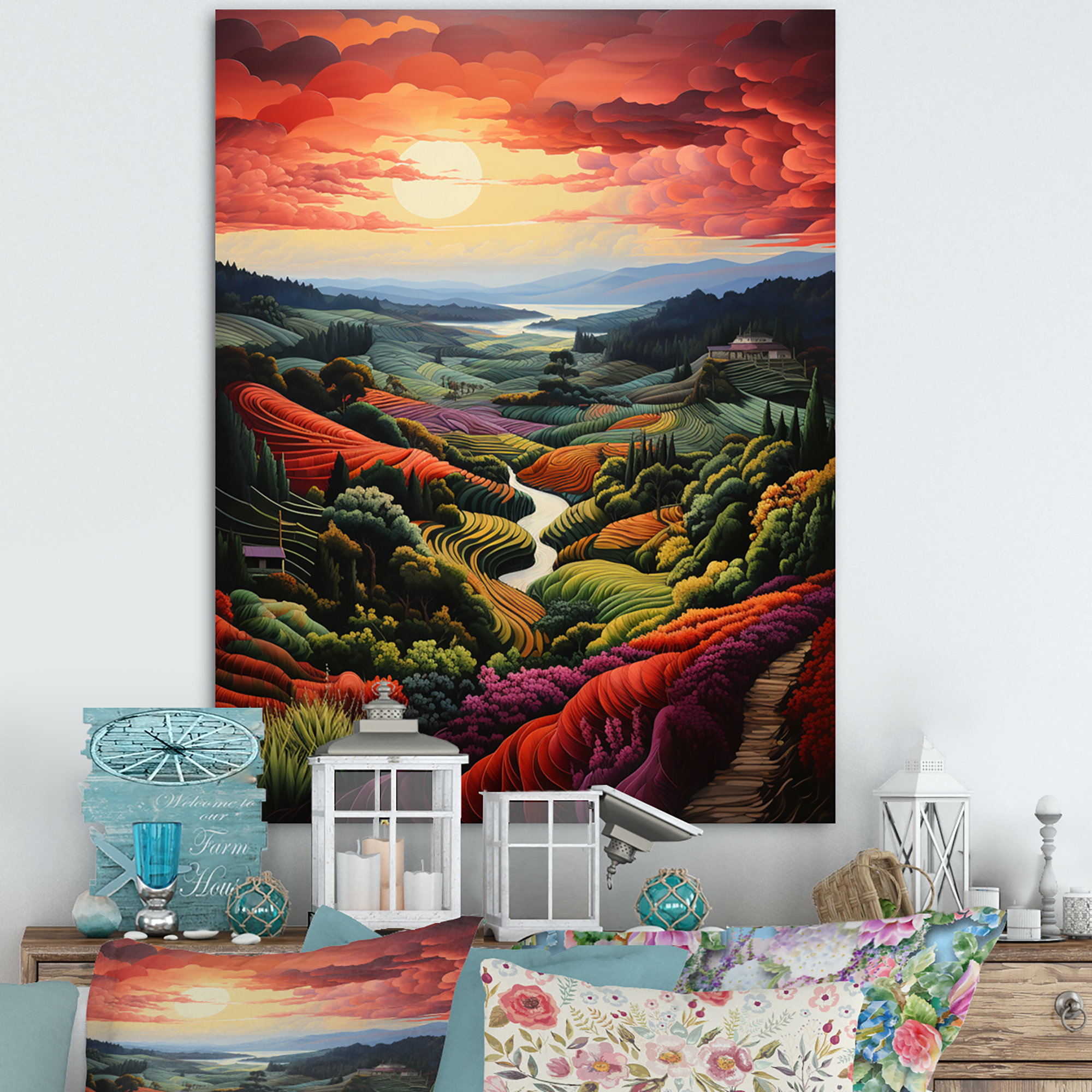 Millwood Pines Green Purple Vineyard Rows Of Ruby III On Canvas Print ...