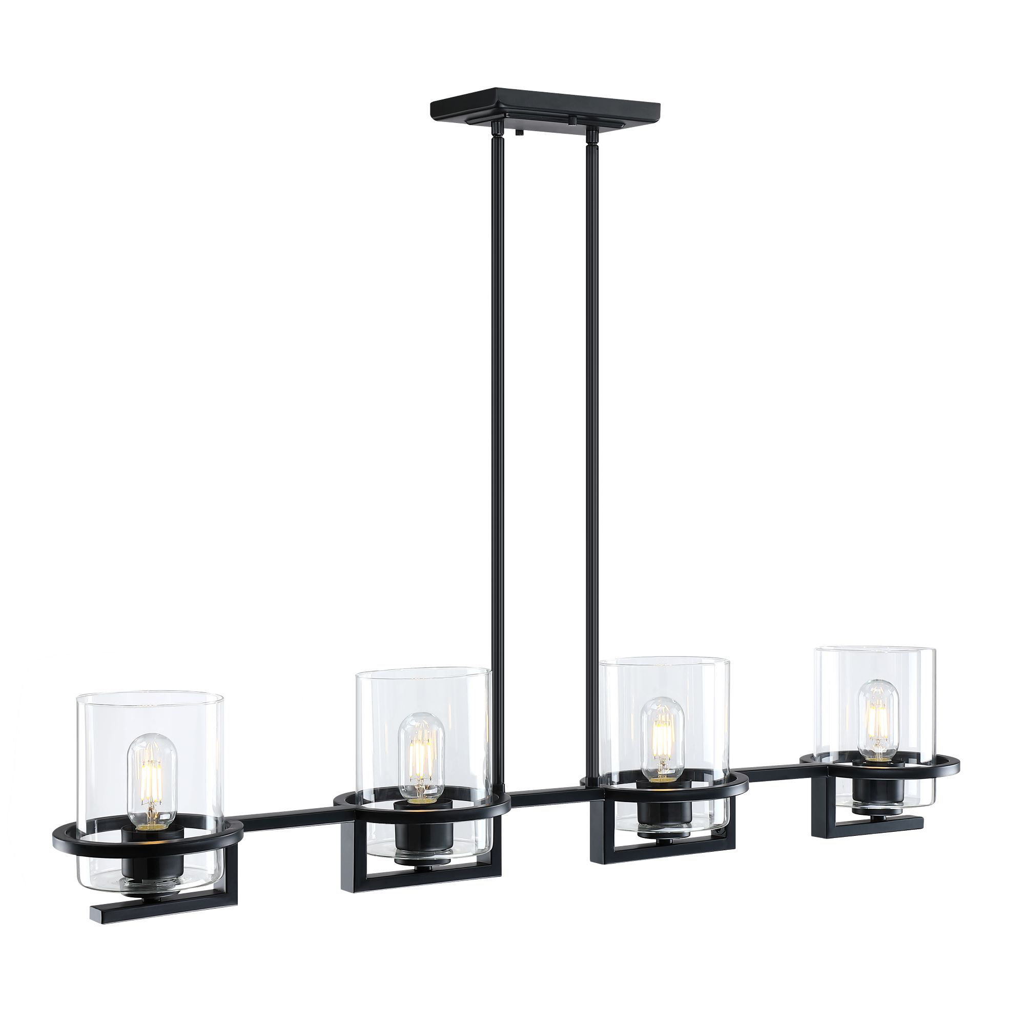 Latitude Run® 4-Light Black Island Pendant With Clear Glass | Wayfair