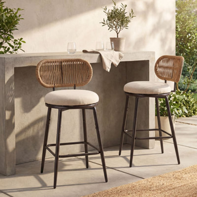 Ensemble de 2 tabourets pivotants 27,5 "à dossier tissé pour patio