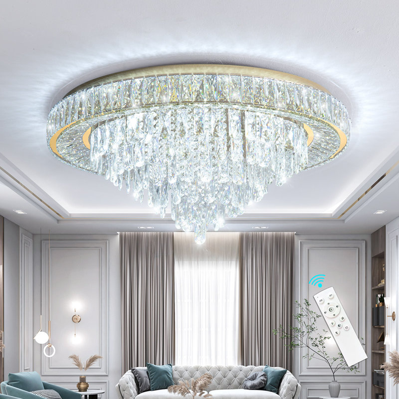 Crystal Chandeliers Led Dimmable Ceiling Light, Gold