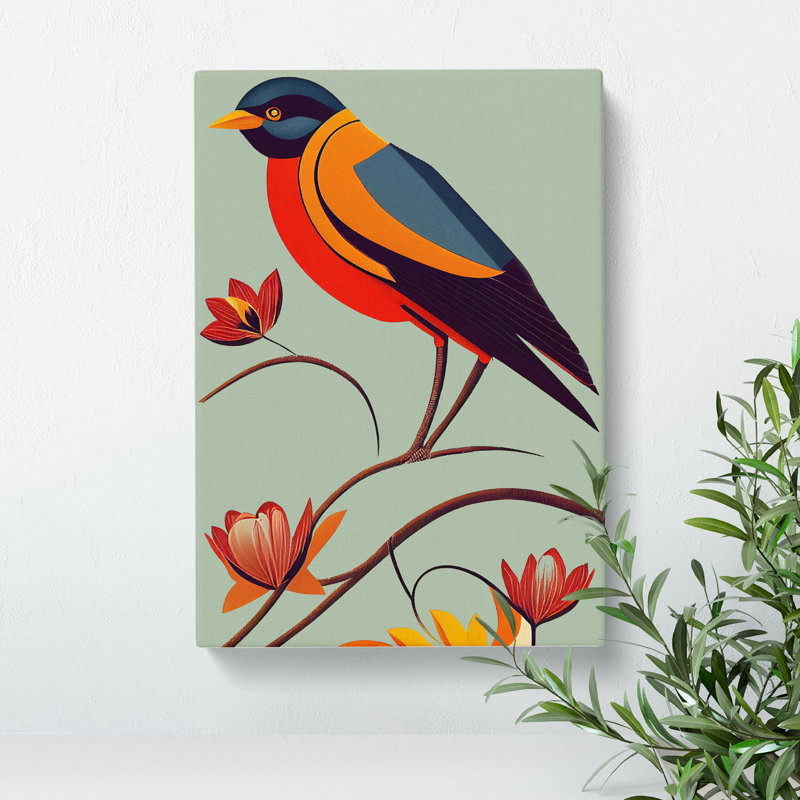 Cheerful Bird - Wall Art, Wrapped Canvas, 50cm H x 35cm W x 3cm D, No Matte