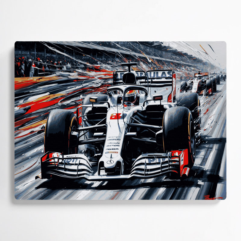 Art de transport, formule 1 et voiture de course, art mural gris en métal, H 20 po x l 20 po