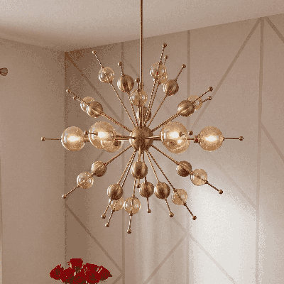 Crescent 6-Light Chandelier in Noble Brass