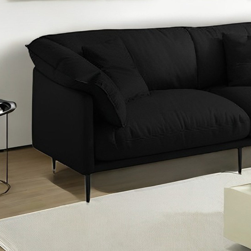 Canapé en cuir de vache vintage, Noir, H 29,52 po x l 86,61 po x P 34,64 po