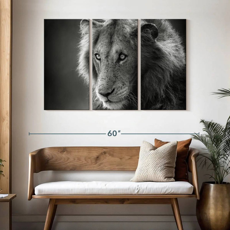 Brampt Monochromatic Wild Lion, 32" H x 50" W