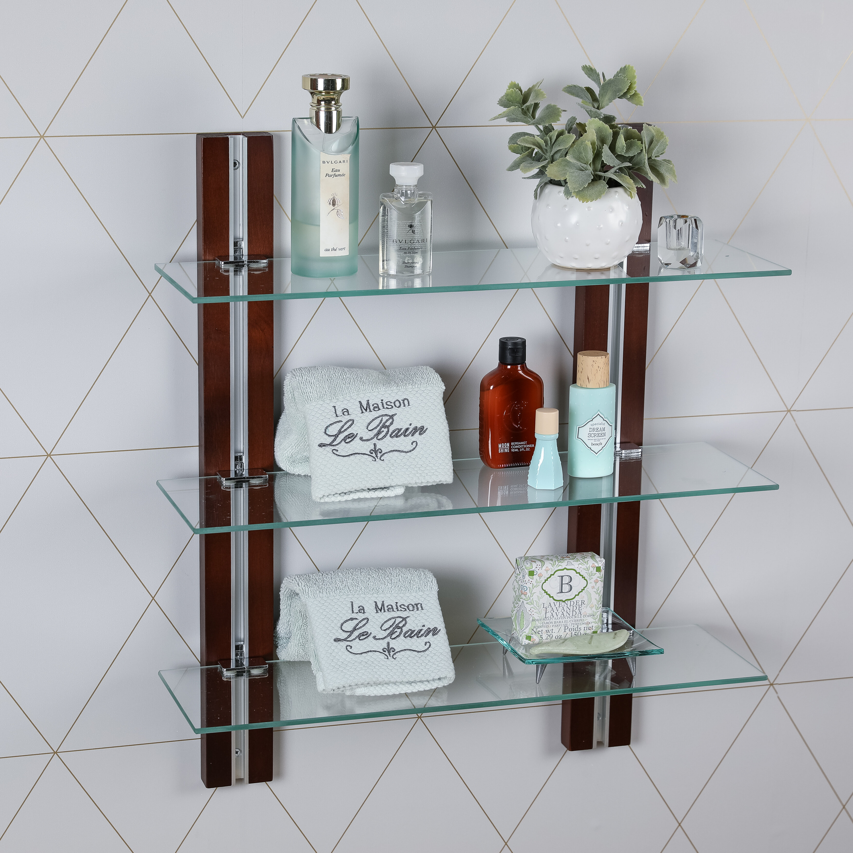 Wade Logan Audon 3 Piece Glass Tiered Shelf with Adjustable Shelves ...