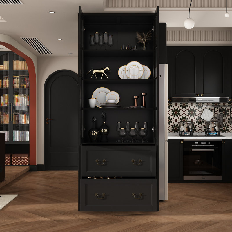 Christene 78.7'' Kitchen Pantry, Black
