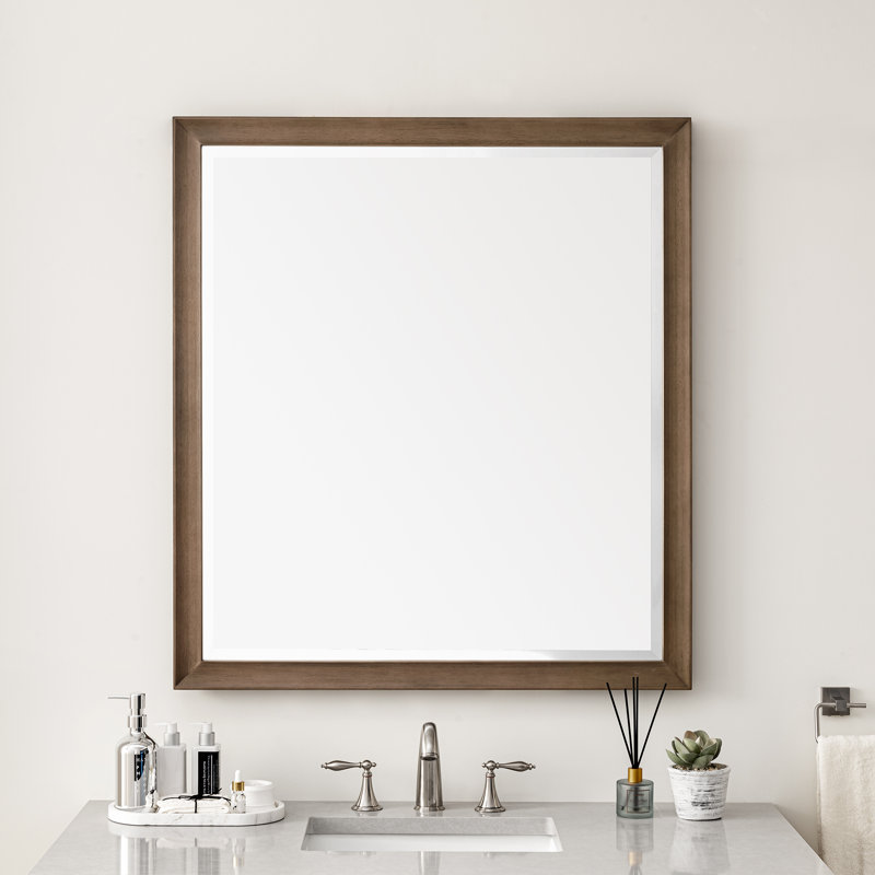 Miroir de salle de bain Glenbrooke, Noyer blanchi, 40 po x 36 po