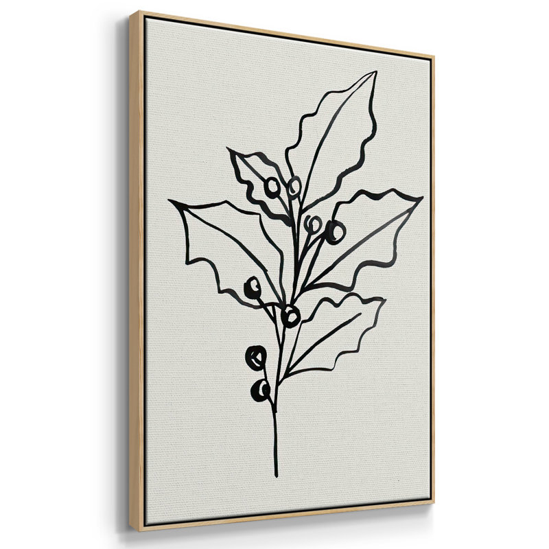 " Evergreen Ink II ", 25" H x 17" W x 1.5" D, Natural Floater Framed