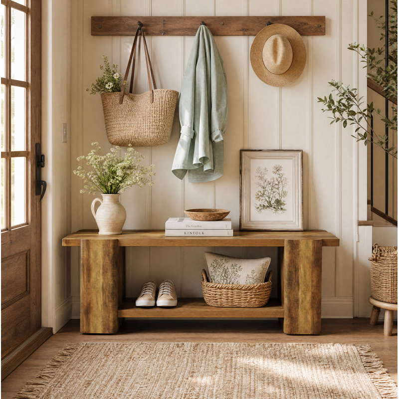62.6"W Bench with Storage, 2-Tier Design
