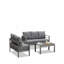 Ensemble de conversation de patio 3 pièces en aluminium 3 pièces, canapé d'extérieur 5 places avec coussins épais gris foncé et structure grise et table basse-1820654020-1820654074