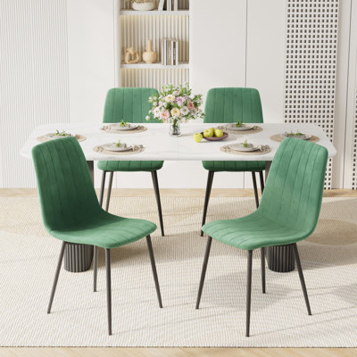 Marble texture 70.9 "Rectangular Dining Table Set
