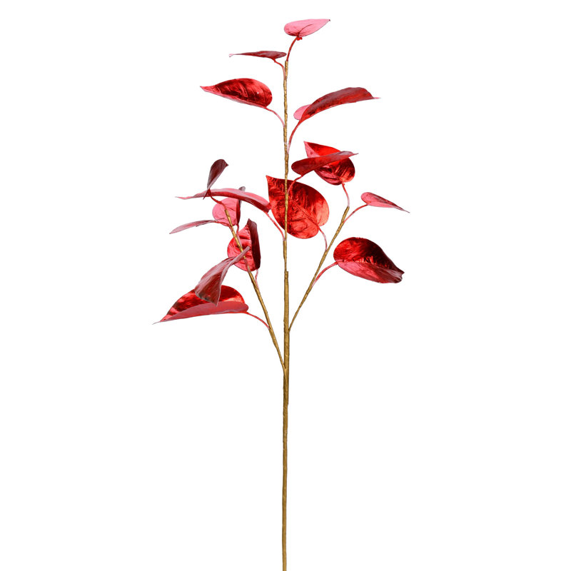 Vickerman 33" Shiny Leaf Artificial Christmas Spray, Red