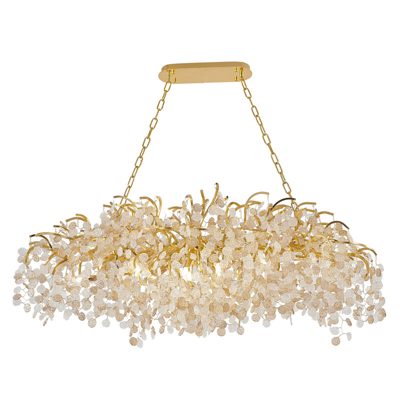 16 - Light Gold Chandelier With Glass Petals