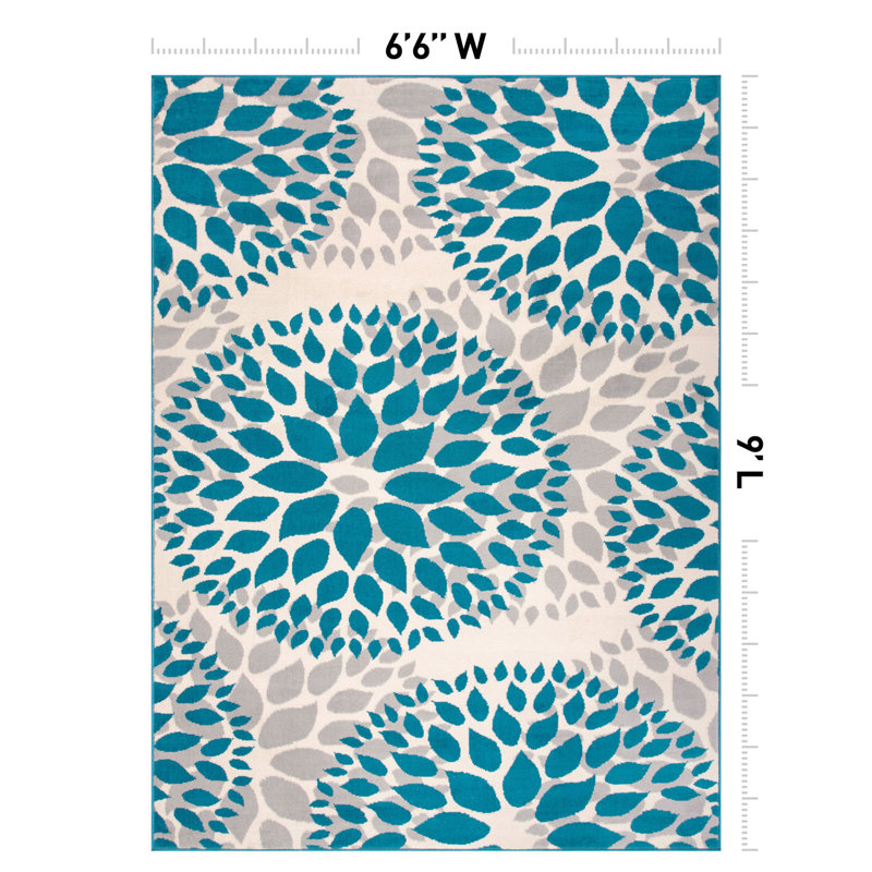 Floral Indoor Rug, Rectangle 6'6" x 9'