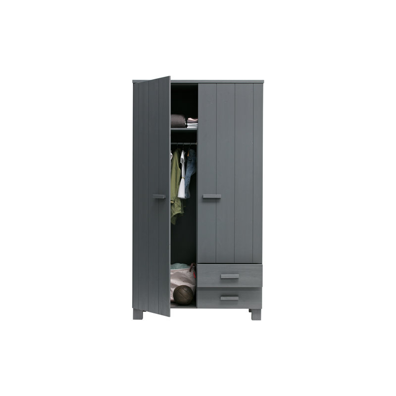 Dennis 2 Door Wardrobe, Steel Grey