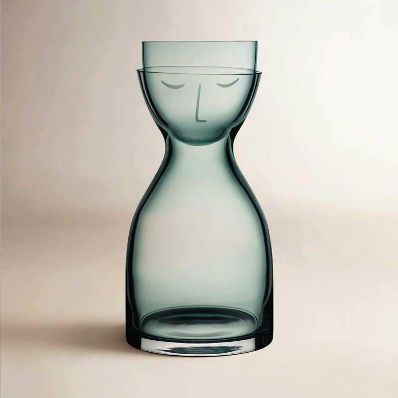 Mr. Mrs. 2 - Piece Carafe Set, Green, 7.75" H x 4.25" W x 4.25" D