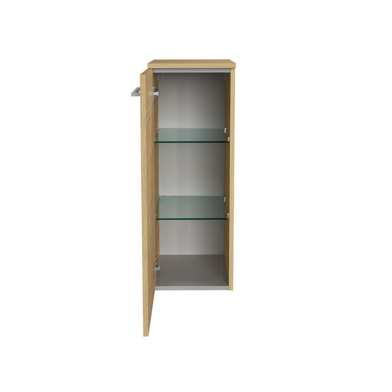 30cm W x 83cm H x 32cm D Wall mounting Bathroom Cabinet, Beige/Brown, Left stop