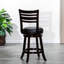 Tabouret pivotant à dossier et à lattes de 24 po de hauteur comptoir, cuir noir - Pieds évasés pour un siège stable, finition, tabouret moderne et chic-1090655595-1090655593