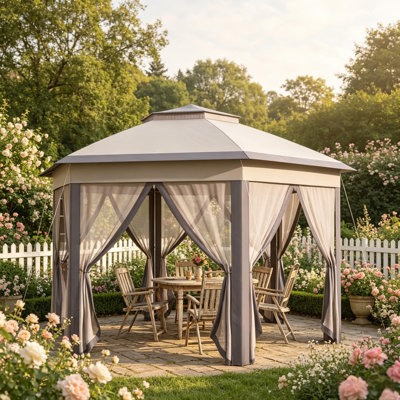 Pavillon de jardin escamotable 13,3 pi avec parois latérales en filet et sac de transport