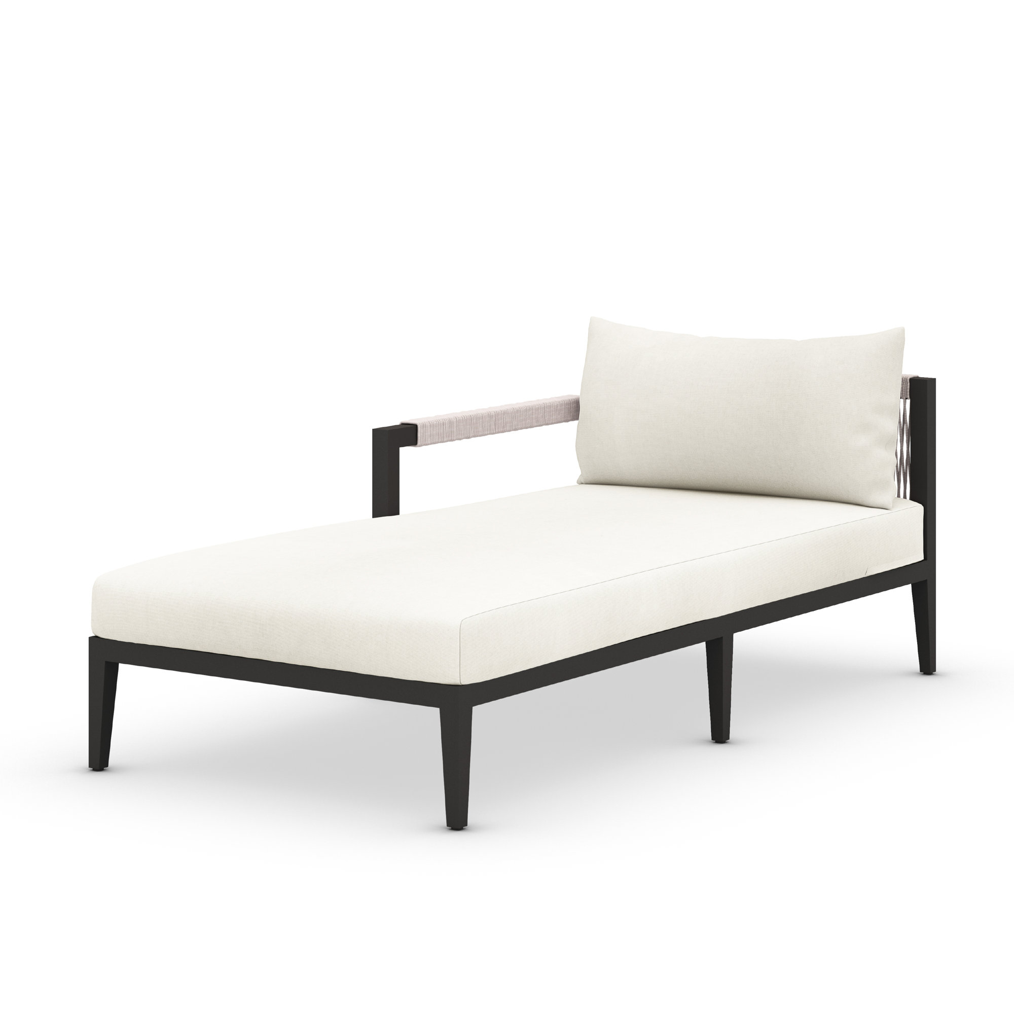 Kristine 33'' Outdoor Teak Chaise Lounge, Black/Gray, Microfiber Ivory