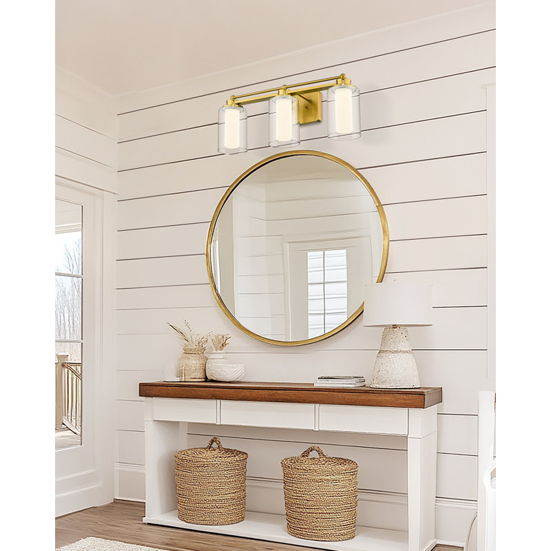 Éclairage pour meuble-lavabo moderne à 3 lumières DEL à intensité variable, 5 couleurs de température réglable, or brossé