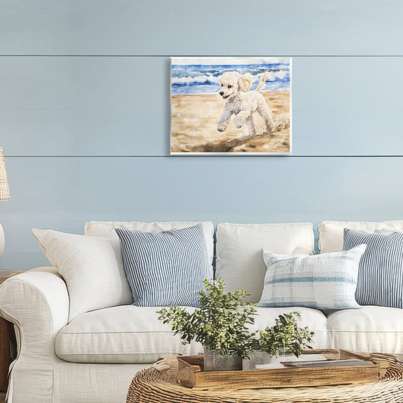 Plaque murale Poodle's Journey on Beach, design par Svetlana Aleynikova