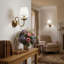 Vintage 1-Light Hardwired Wall Sconce with Fabric Shade in Polished Brass-654172542