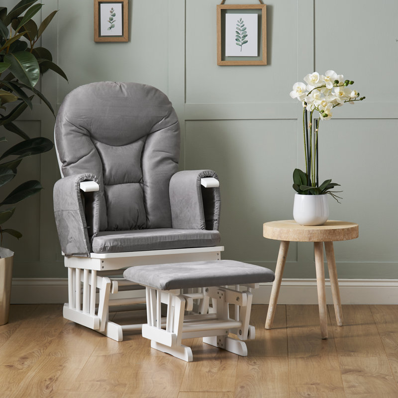 Reclining Glider Nursing Chair and Footrest, Grey