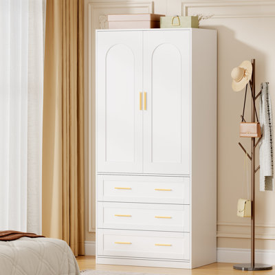 Wooden Armoire Wardrobe Closet with 3 Drawers