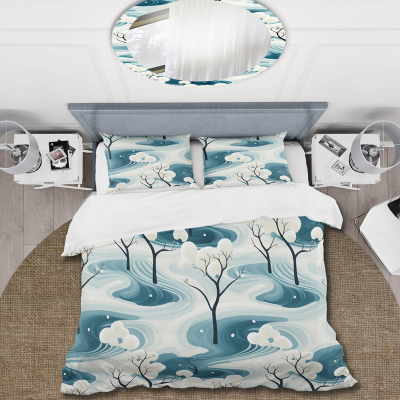 Ensemble de housse de couette White Tranquil Mindset Landscape Zen, Housse de couette pour très grand lit et 2 très