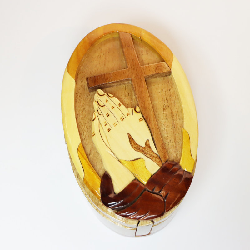 Boîte à casse-tête en bois intarsia