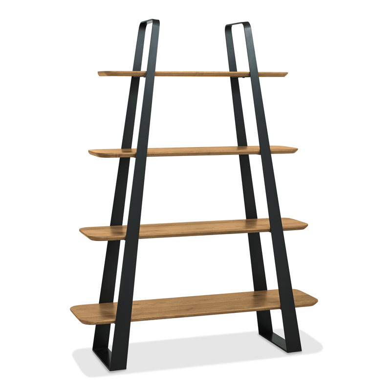 Airiona 183cm H x 137cm W Powder Coated Steel Standard Bookcase, Brown/Black
