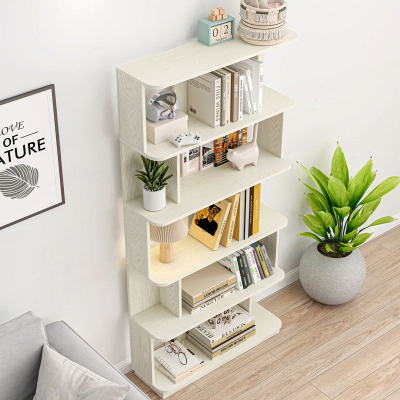 Bibliothèque de rangement moderne à 5 niveaux, White
